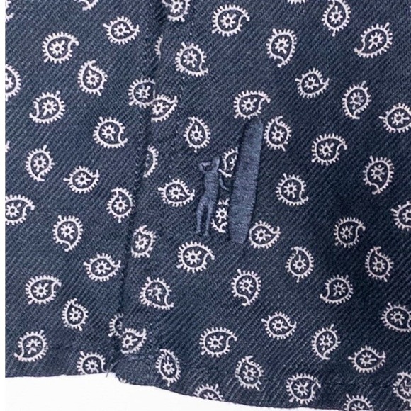 Johnnie-O Hangin Out Shirt Mens Medium Blue Button Down Linen Blend Short Sleeve - Picture 2 of 6